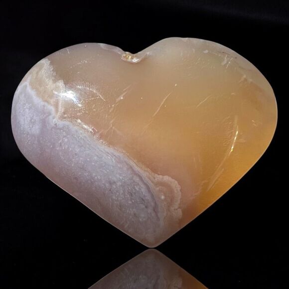 Flower Agate‎ Heart Carving (#16) - Picture 1 of 9